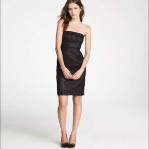 JCrew Strapless Black Tinsel Lace Dress NWT #58522